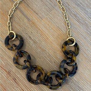 J.Crew Tortoiseshell and Gold Chain Necklace